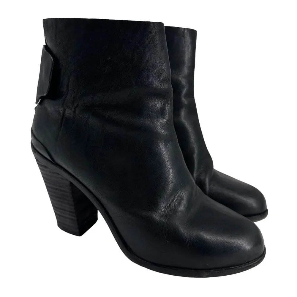 Ladies rag &‎ bone Kerr Back-Tab Boots 40 / 10 Black Leather Booties